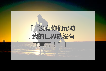 “没有你们帮助，我的世界就没有了声音！”