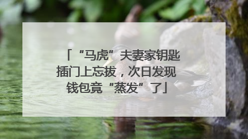 “马虎”夫妻家钥匙插门上忘拔，次日发现钱包竟“蒸发”了