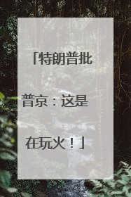 特朗普批普京：这是在玩火！