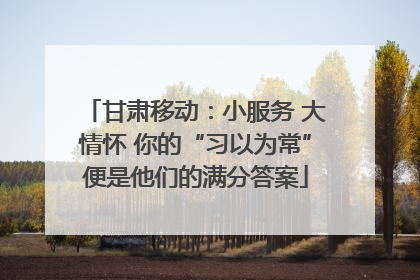 甘肃移动：小服务 大情怀 你的“习以为常”便是他们的满分答案