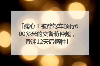 痛心！被醉驾车顶行600多米的交警蒋仲超，昏迷12天后牺牲