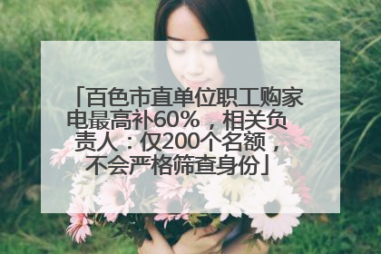 百色市直单位职工购家电最高补60％，相关负责人：仅200个名额，不会严格筛查身份
