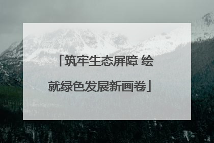 筑牢生态屏障 绘就绿色发展新画卷