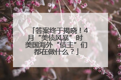 答案终于揭晓！4月“美债风暴”时 美国海外“债主”们都在做什么？