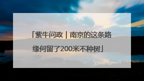 紫牛问政｜南京的这条路缘何留了200米不种树