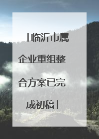 临沂市属企业重组整合方案已完成初稿