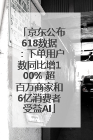 京东公布618数据：下单用户数同比增100% 超百万商家和6亿消费者受益AI
