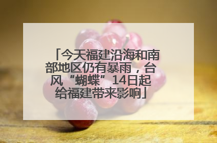 今天福建沿海和南部地区仍有暴雨，台风“蝴蝶”14日起给福建带来影响