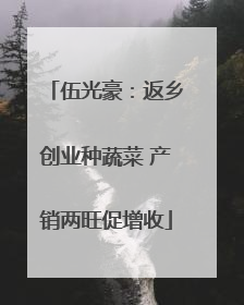 伍光豪：返乡创业种蔬菜 产销两旺促增收
