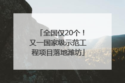 全国仅20个！又一国家级示范工程项目落地潍坊