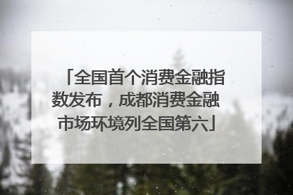 全国首个消费金融指数发布，成都消费金融市场环境列全国第六