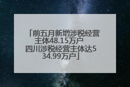 前五月新增涉税经营主体48.15万户 四川涉税经营主体达534.99万户