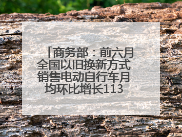 商务部：前六月全国以旧换新方式销售电动自行车月均环比增长113.5%