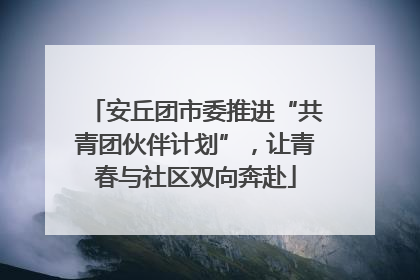 安丘团市委推进“共青团伙伴计划”，让青春与社区双向奔赴