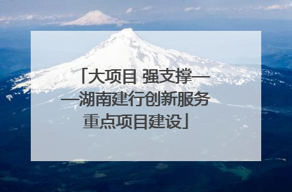 大项目 强支撑——湖南建行创新服务重点项目建设
