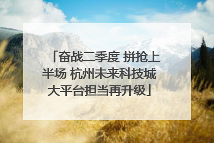 奋战二季度 拼抢上半场 杭州未来科技城大平台担当再升级