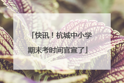 快讯！杭城中小学期末考时间官宣了