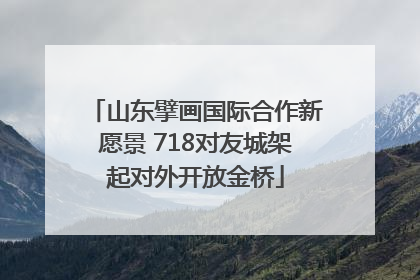 山东擘画国际合作新愿景 718对友城架起对外开放金桥