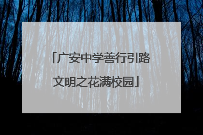 广安中学善行引路 文明之花满校园