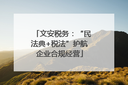 文安税务：“民法典+税法”护航企业合规经营
