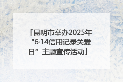昆明市举办2025年“6·14信用记录关爱日”主题宣传活动