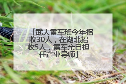 武大雷军班今年招收30人，在湖北招收5人，雷军亲自担任产业导师