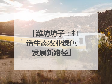 潍坊坊子：打造生态农业绿色发展新路径
