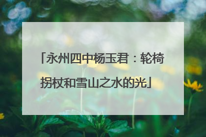 永州四中杨玉君：轮椅拐杖和雪山之水的光