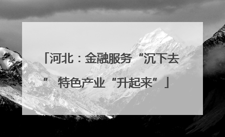 河北：金融服务“沉下去” 特色产业“升起来”