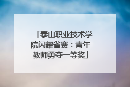泰山职业技术学院闪耀省赛：青年教师勇夺一等奖