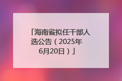 海南省拟任干部人选公告（2025年6月20日）