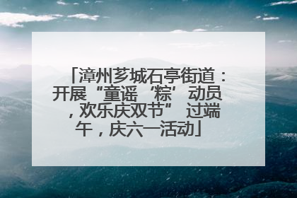 漳州芗城石亭街道：开展“童谣‘粽’动员，欢乐庆双节” 过端午，庆六一活动