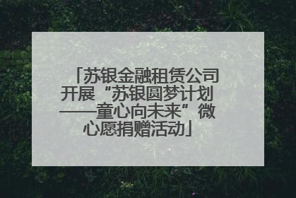 苏银金融租赁公司开展“苏银圆梦计划——童心向未来”微心愿捐赠活动
