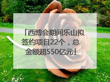 西博会期间乐山拟签约项目22个，总金额超550亿元
