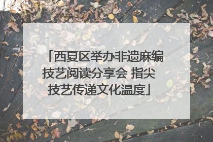 西夏区举办非遗麻编技艺阅读分享会 指尖技艺传递文化温度