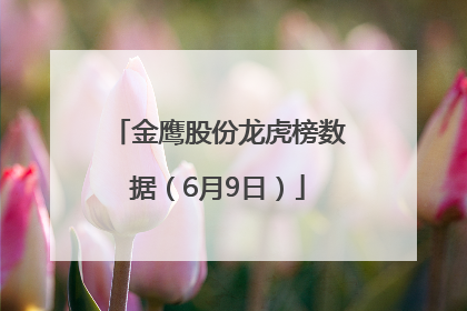 金鹰股份龙虎榜数据（6月9日）