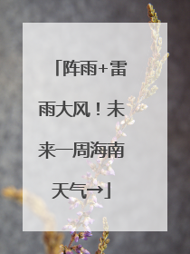 阵雨+雷雨大风！未来一周海南天气→