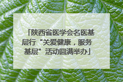 陕西省医学会名医基层行“关爱健康，服务基层”活动圆满举办
