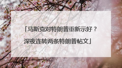马斯克对特朗普重新示好？深夜连转两条特朗普帖文