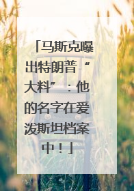 马斯克曝出特朗普“大料”：他的名字在爱泼斯坦档案中！