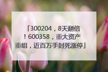 300204，8天翻倍！600358，重大资产重组，近百万手封死涨停