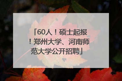 60人！硕士起报！郑州大学、河南师范大学公开招聘